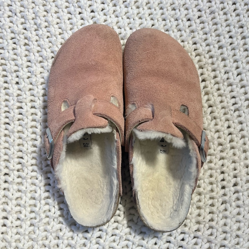 Birkenstock Pink Boston Suede Clog